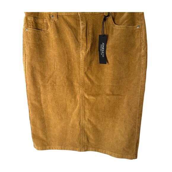 Jones & Co Womens High Waist Corduroy Pencil Skirt Office Size 10 Brown NWT - Picture 2 of 7